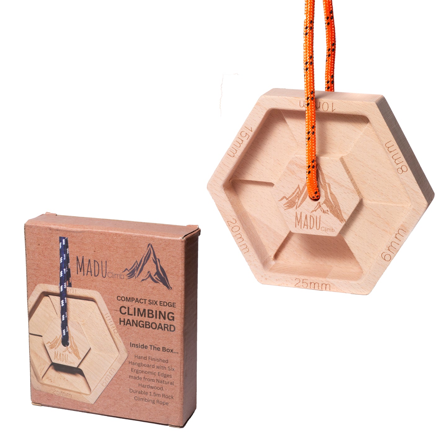 Portable Hexagon Finger Board Six Unique Hardwood Edge's ( 2 Piece )
