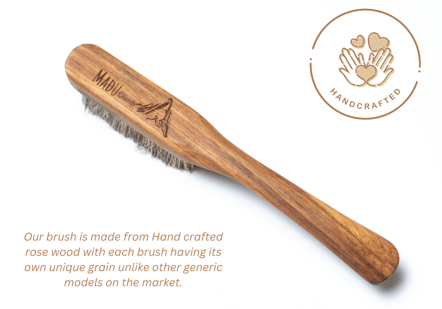 Premium Boar's Hair Rose Wood Rock Climbing brush (Dark)