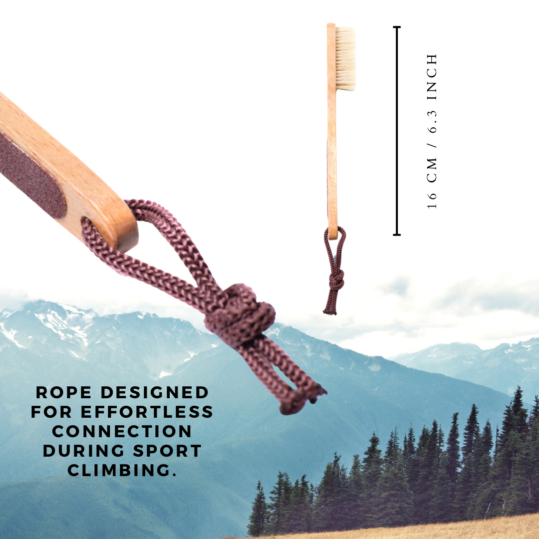 Boar’s Hair Precision Rock Climbing Brush with a Built-In Skin File