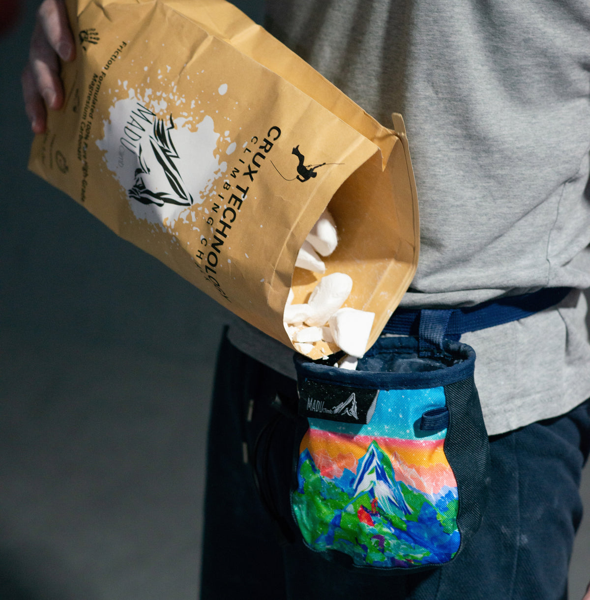 Colourful Sport Climbing Chalk Bag Watercolour Artwork