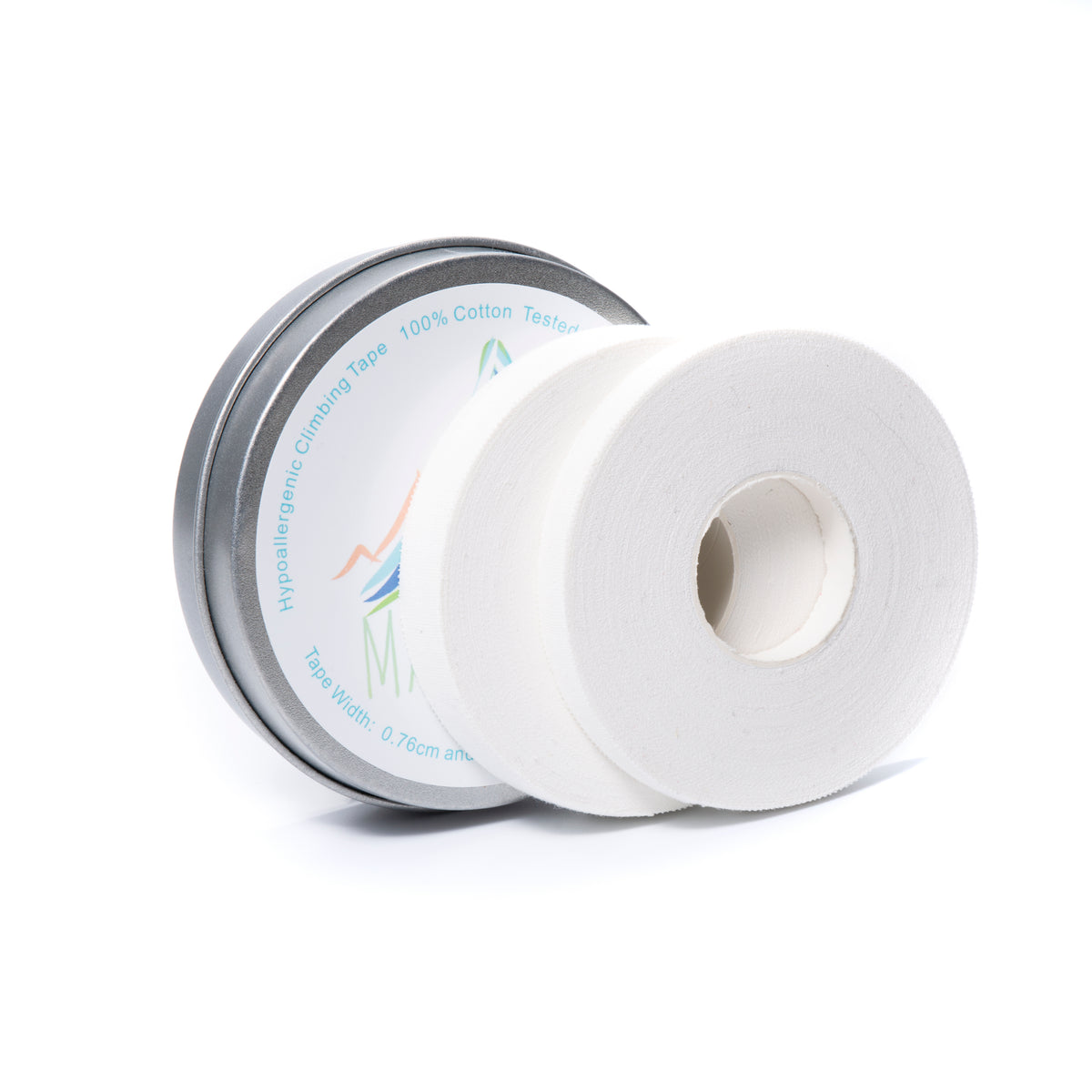 Rock Climbing Finger Tape 100% Cotton Hypoallergenic X2 Sports Rolls (0.76cm & 1.27cm)
