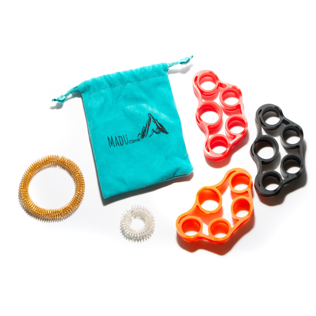 Finger Resistance Band Extensor Three Levels + Two Extra Acupressure Massage Rings