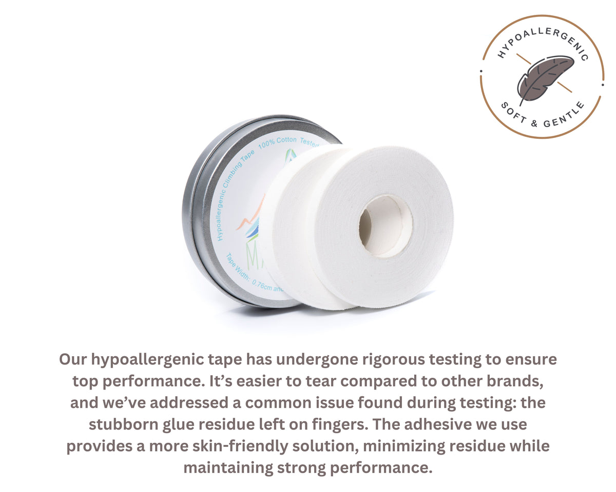 Rock Climbing Finger Tape 100% Cotton Hypoallergenic X2 Sports Rolls (0.76cm & 1.27cm)