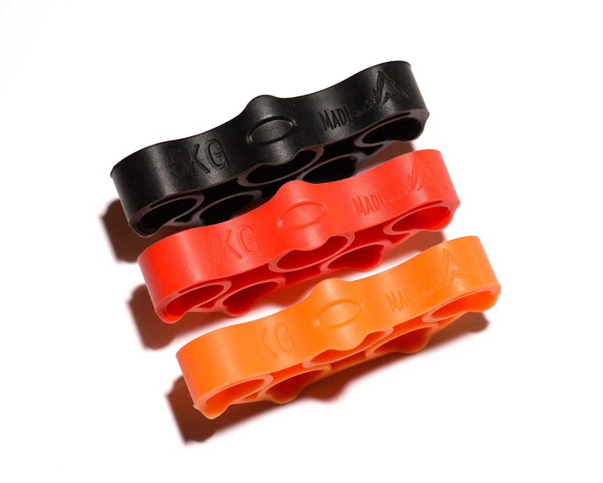 Finger Resistance Band Extensor Three Levels + Two Extra Acupressure Massage Rings