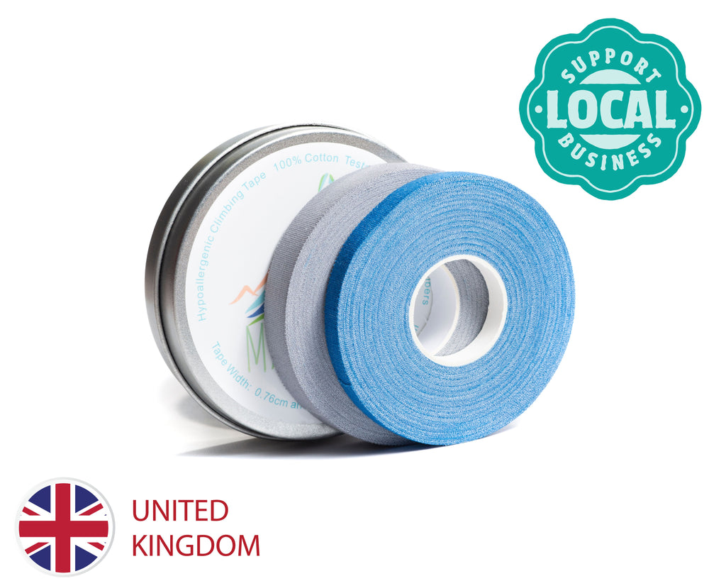 Rock Climbing Finger Tape 100% Cotton Hypoallergenic X2 Sports Rolls (0.76cm & 1.27cm)
